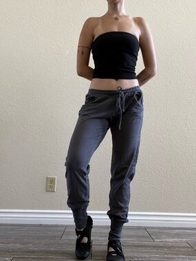 Vintage y2k Splendid Charcoal Gray Low Rise Drawstring Jogger Pants